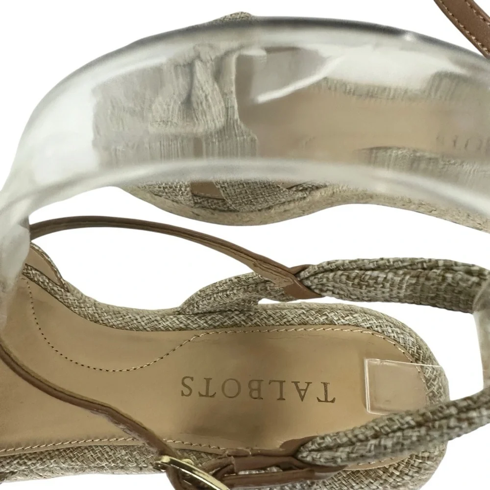 Talbots Linen Bow Espadrille Wedge Sandal Size 6.5